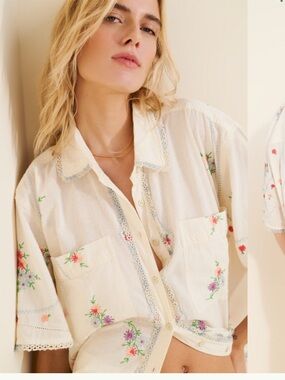 Free People Emma Embroidered Top